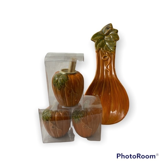 Pumpkin Toothpick Holder Autumn Thanksgiving Hand Painted Kitchen Ceramic - Picture 5 of 5